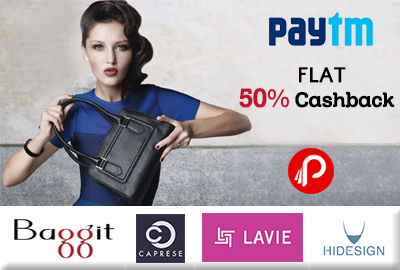 Get Flat 50% Cashback on Premium Brand HandBags - Paytm