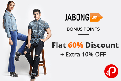 Get Flat 60% Discount + Extra 10% off on all products - Jabong