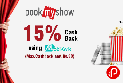 Get Rs.50 off + 15% Mobikwik Cashback - BookMyShow
