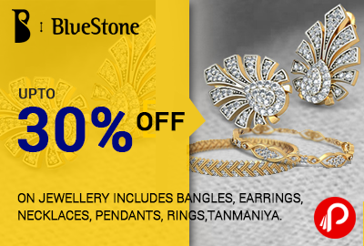Get UPTO 30% off on Jewellery includes bangles, earrings, necklaces, pendants, rings, tanmaniya