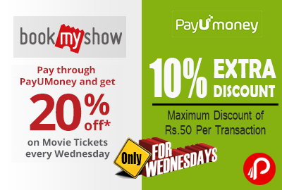 Get 20% off on movie tickets on Wednesday - BookMyShow