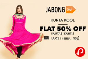 Get Flat 50% Off on Kurta, Kurtis - Jabong