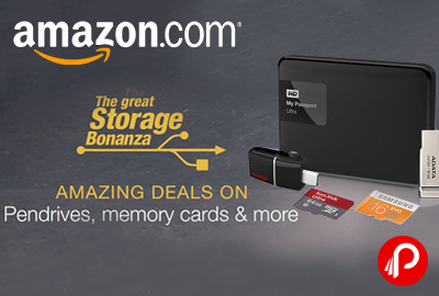 Upto 50% off on Pen Drives, Memory Cards & Hard Drives - Amazon