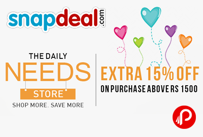 Get Extra 15% off on purchase above 1500 - Snapdeal