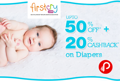 et UPTO 50% off + 20% Cashabck on Diapers - FirstCry