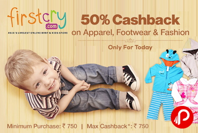 Get 50% Cashback on Clothes, Shoes & Apparel - Firstcry