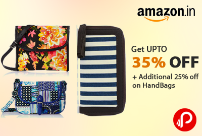 Get UPTO 35% off + Additional 25% off on HandBags - Amazon