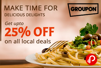 Get UPTO 25% off on all Local deals - Groupon (NearBy)