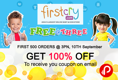 Get 100% off on Baby & Kids Products 10th Sep @ 3.PM - Firstcry