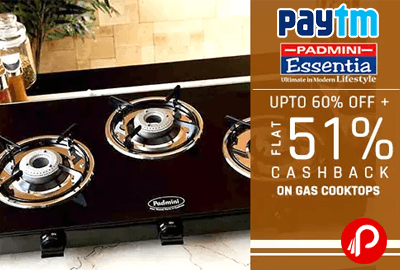 Get Flat 51% Cashback on Padmini Cookware Burner Gas Stove - Paytm