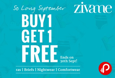 Get Buy 1 Get One free on Bra,Briefs, Nightwear,Comfortwear - Zivame