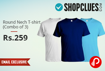 Only in Rs.259 3 Round Neck Cotton T-shirt Combo - Shopclues