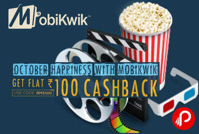 Mobikwik Flat INR 100 Cashback on BookMyShow