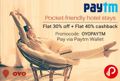 30% off + 40% Cashback on Hotel - Paytm