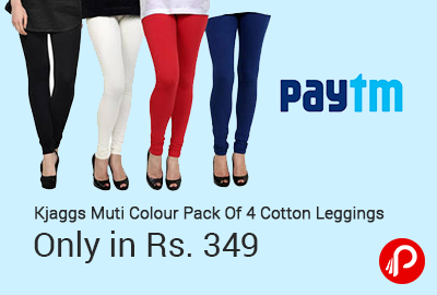 Kjaggs Muti Colour Pack Of 4 Cotton Leggings Only in Rs. 349 - Paytm