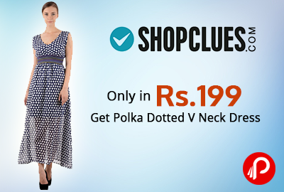 Only in Rs.199 Get Polka Dotted V Neck Dress - Shopclues