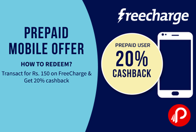 Get 20% cashback on Prepaid Mobile Recharge - FreeCharge