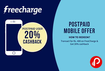 Get 20% cashback on Postpaid Mobile Bill - FreeCharge