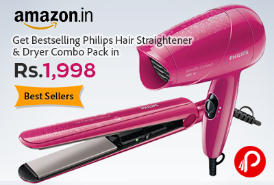 Get Bestselling Philips Hair Straightener & Dryer Combo Pack in Rs.1,998 - Amazon