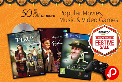 Get UPTO 50% off on Popular Movies, Music & Video Games in Dhamaka Deals - Amazon