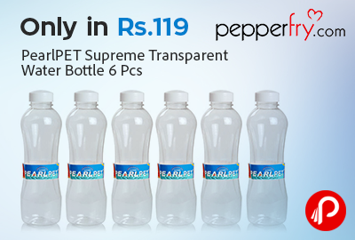 Only in Rs.119 PearlPET Supreme Transparent Water Bottle 6 Pcs - Pepperfry