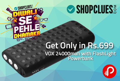 Get Only in Rs.699 VOX 24000mah with FlashLight Powerbank - Shopclues