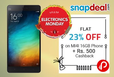 Flat 23% OFF on MI4I 16GB Phone + Rs. 500 Cashback - Snapdeal