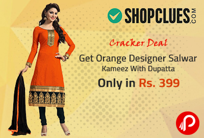 Get Orange Designer Salwar Kameez With Dupatta Only in Rs. 399 | Cracker Deal - Shopclues