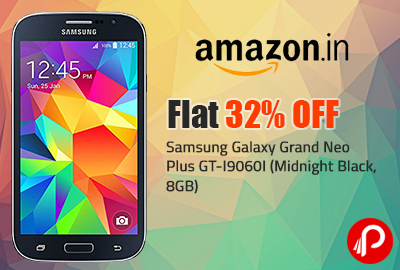 Samsung Galaxy Grand Neo Plus GT-I9060I (Midnight Black, 8GB) | Flat 32% Off - Amazon