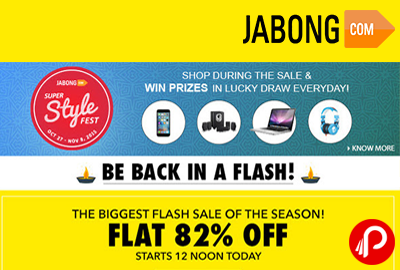 Flat 82% off in the BIGGEST FLASH SALE - Jabong