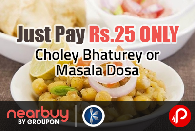 Just Pay Rs.25 ONLY for Choley Bhaturey or Masala Dosa @ Kanha Sweets - Nearbuy /Groupon