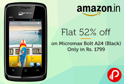 Flat 52% OFF on Micromax Bolt A24 (Black) | Only in Rs. 1799 - Amazon