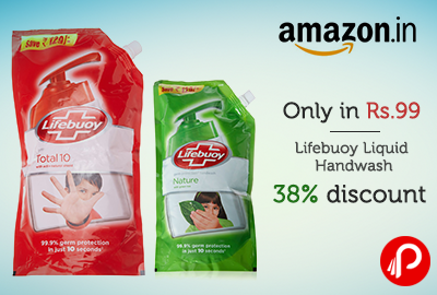 Only in Rs.99 Lifebuoy Liquid Handwash | 38% discount - Amazon