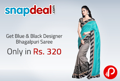 Get Blue & Black Designer Bhagalpuri Saree Only in Rs. 320 - Snapdeal