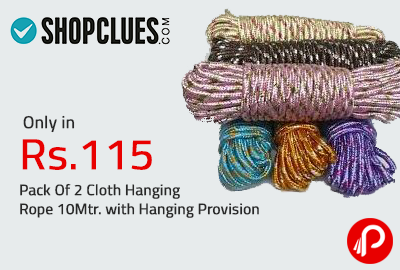 Only in Rs. 115 Pack Of 2 Cloth Hanging Rope 10Mtr. with Hanging Provision - Shopclues