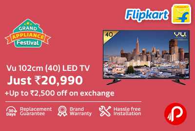 Only in Rs.20990 Vu 102cm (40inch) LED TV - Flipkart