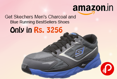 Get Skechers Men's Charcoal and Blue Running BestSellers Shoes only in Rs. 3256 - Amazon