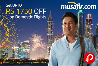 Get UPTO Rs.1750 off on Domestic Flights - Musafir
