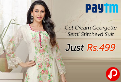 Get Cream Georgette Semi Stitched Suit Just Rs. 499 - Paytm