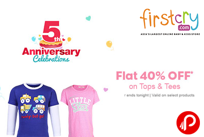5th Anniversary Celebrations | Flat 40% OFF on Tops & Tees - Firstcry