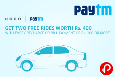 Get Two Free Rides Worth Rs.400 on Every Recharge - Paytm