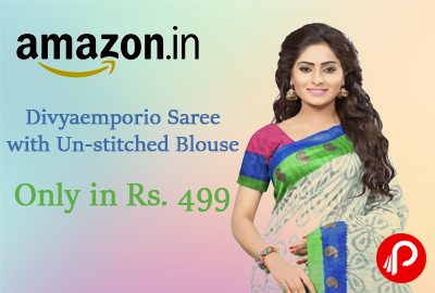 Get Divyaemporio Saree with Un-stitched Blouse Only in Rs. 499 | Lightning Deal - Amazon