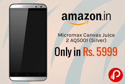 Micromax Canvas Juice 2 AQ5001 (Silver) Only in Rs. 5999 - Amazon