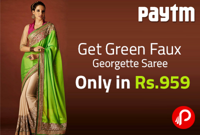 Get Green Faux Georgette Saree only in Rs.959 - Paytm