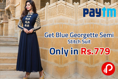 Get Blue Georgette Semi Stitch Suit Only in Rs.779 - Paytm