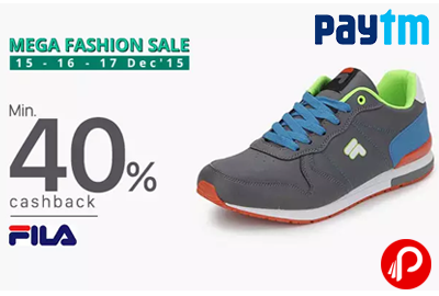 Get Min. 40% Cashback on FILA Shoes | Mega Fashion Sale 15-17 Dec - Paytm