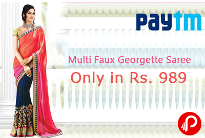 Get Multi Faux Georgette Saree Only in Rs. 989 | Best Trading - Paytm