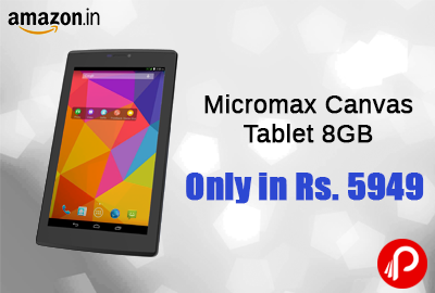 Get Micromax Canvas Tablet 8GB, WiFi, 3G, Voice Calling Only in Rs. 5949 - Amazon