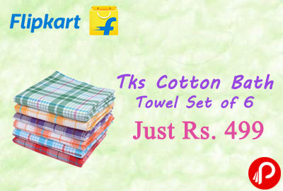 Cotton Bath Towel Set of 6 58% off Just Rs. 499 | BestSellers - Flipkart