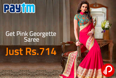 Get Pink Georgette Saree Just Rs. 714 - Paytm
